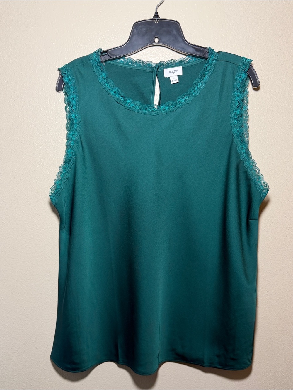 J. Crew Teal Lace-Trim Sleeveless Shell